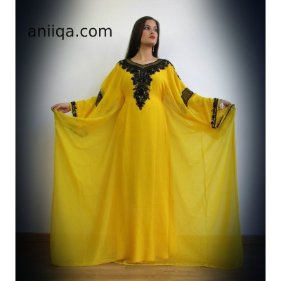 Robe dubai papillon jaune  et noir Safa