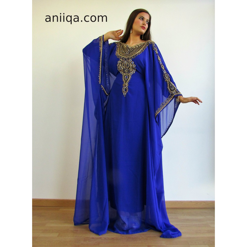 Robe dubai Bleu roi Samiha