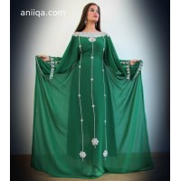 Robe dubai vert et argent Samah