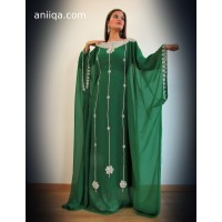 Robe dubai vert et argent Samah