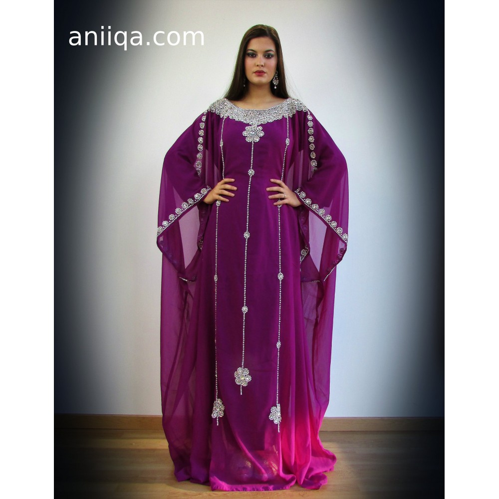 Robe orientale de dubai violet et argent