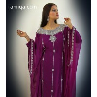 Robe orientale de dubai violet et argent