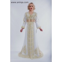 Robe marocaine de mariée blanche et doré