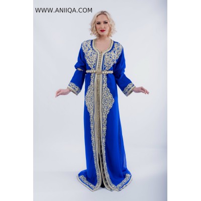 robe marocaine 2018/2019, caftan bleu roi , takchita 2018/2019