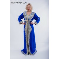 robe marocaine 2018/2019, caftan bleu roi , takchita 2018/2019