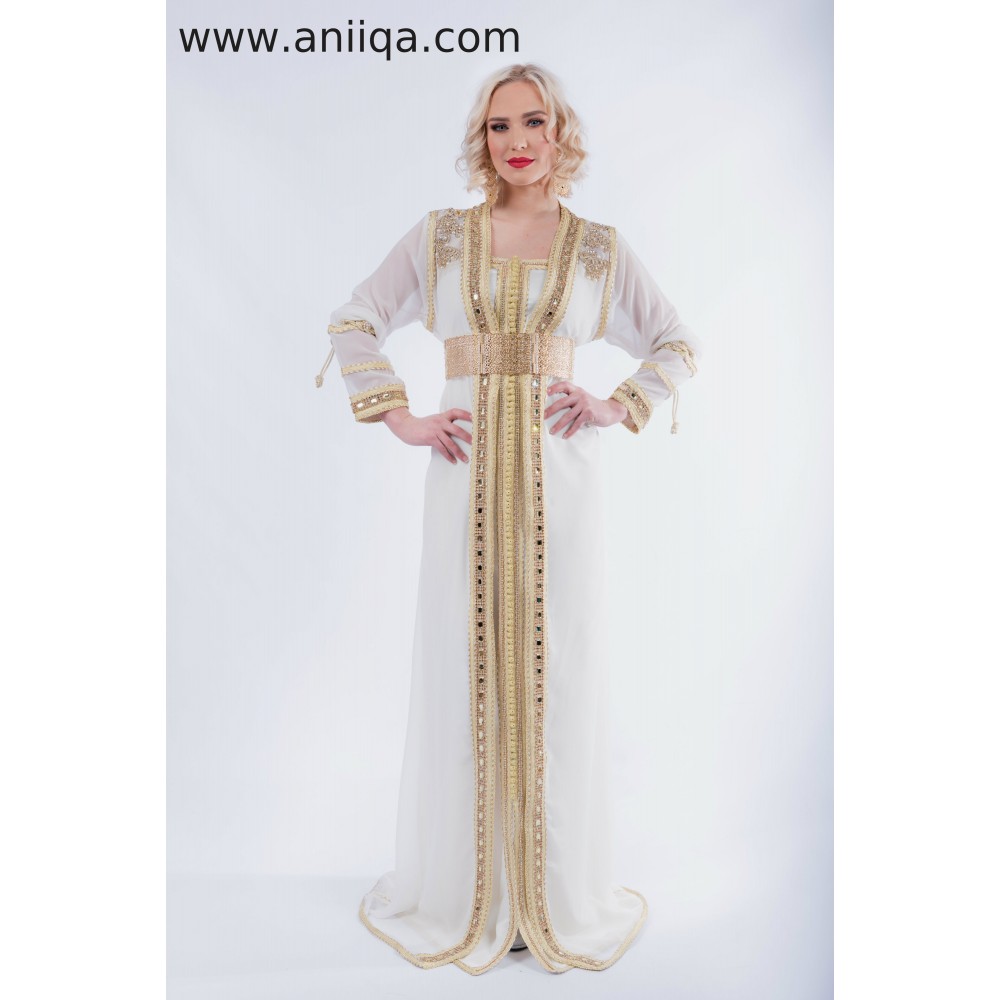 Caftan de mariée blanc et doré 2018/2019 Sara