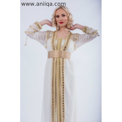 Caftan de mariée blanc et doré 2018/2019 Sara