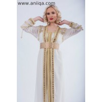 Caftan de mariée blanc et doré 2018/2019 Sara