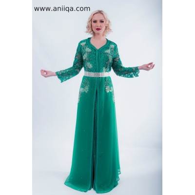 Caftan Luxe vert Sarah