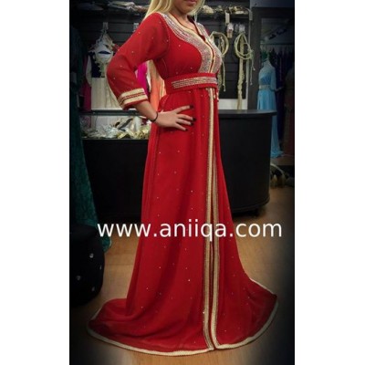 Caftan rouge strass Assia