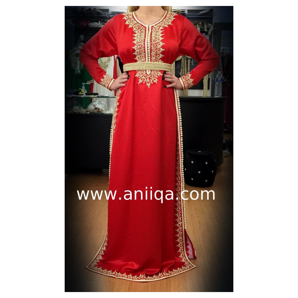 Caftan simple rouge Leila