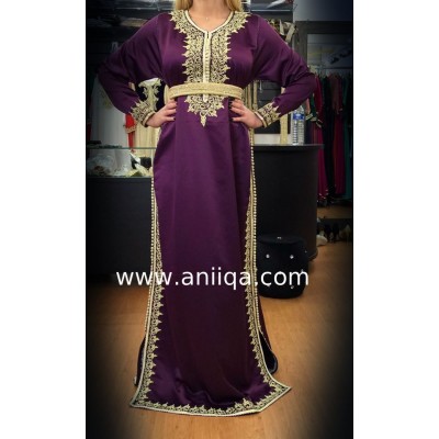 Caftan simple Aubergine Leila