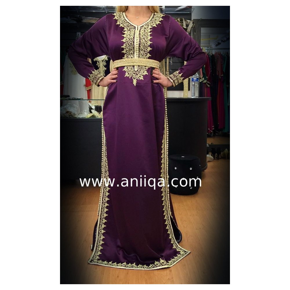 Caftan simple Aubergine Leila