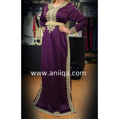 Caftan simple Aubergine Leila