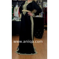 Caftan simple Noir Leila