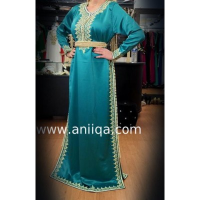 Caftan simple vert Leila