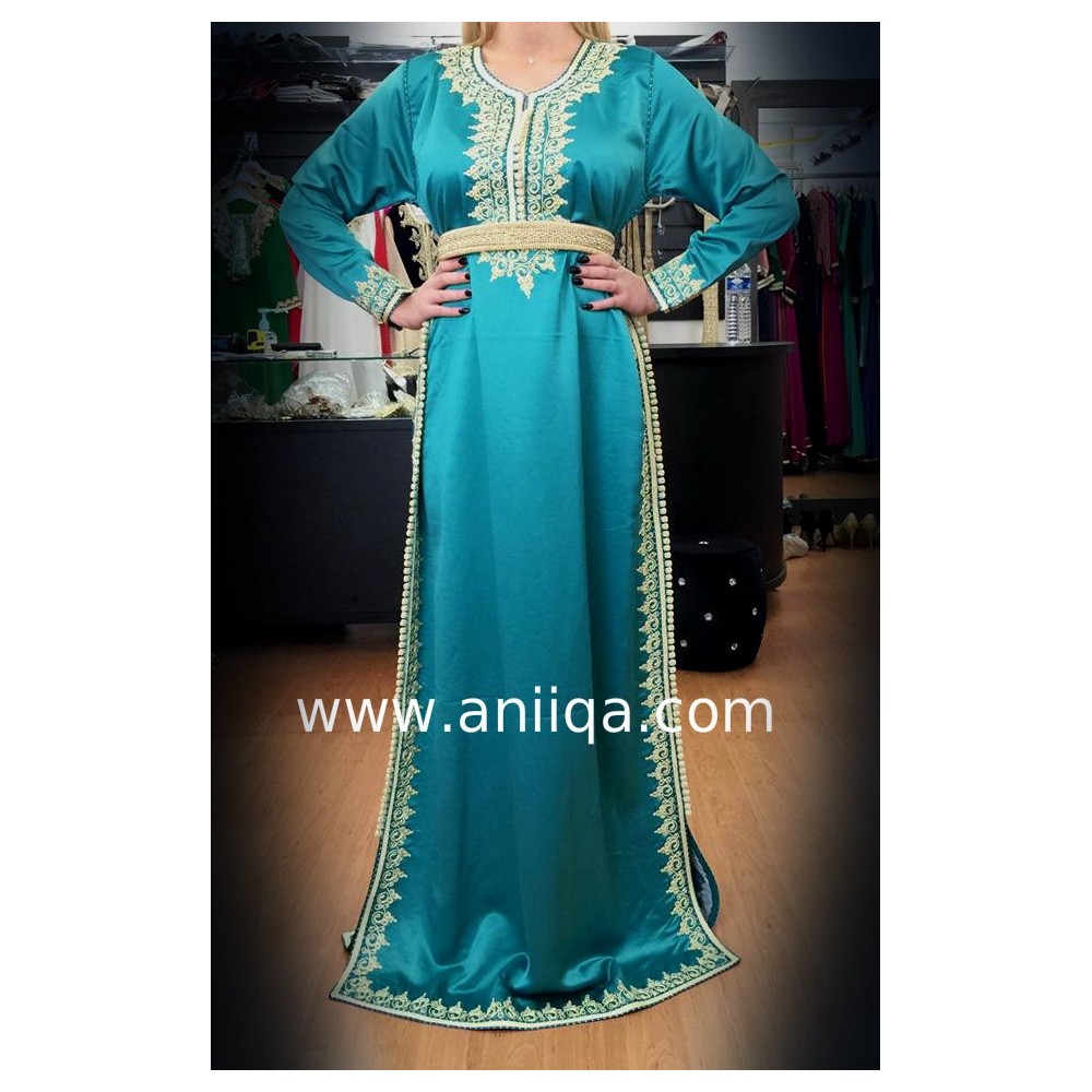 Caftan simple vert Leila