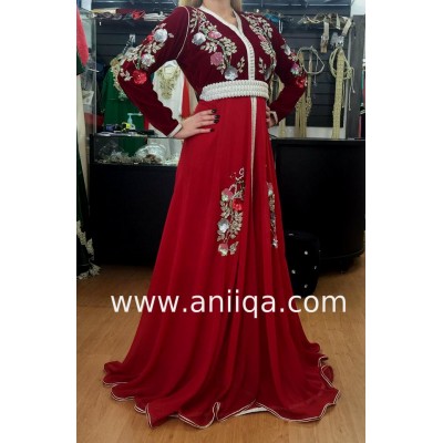 Caftan moderne rouge Naziha