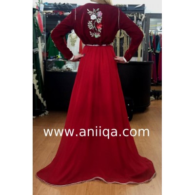 Caftan moderne rouge Naziha