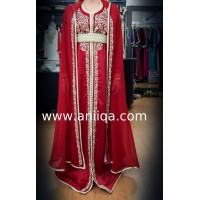 Caftan de mariage roouge avec sa cape  Samia