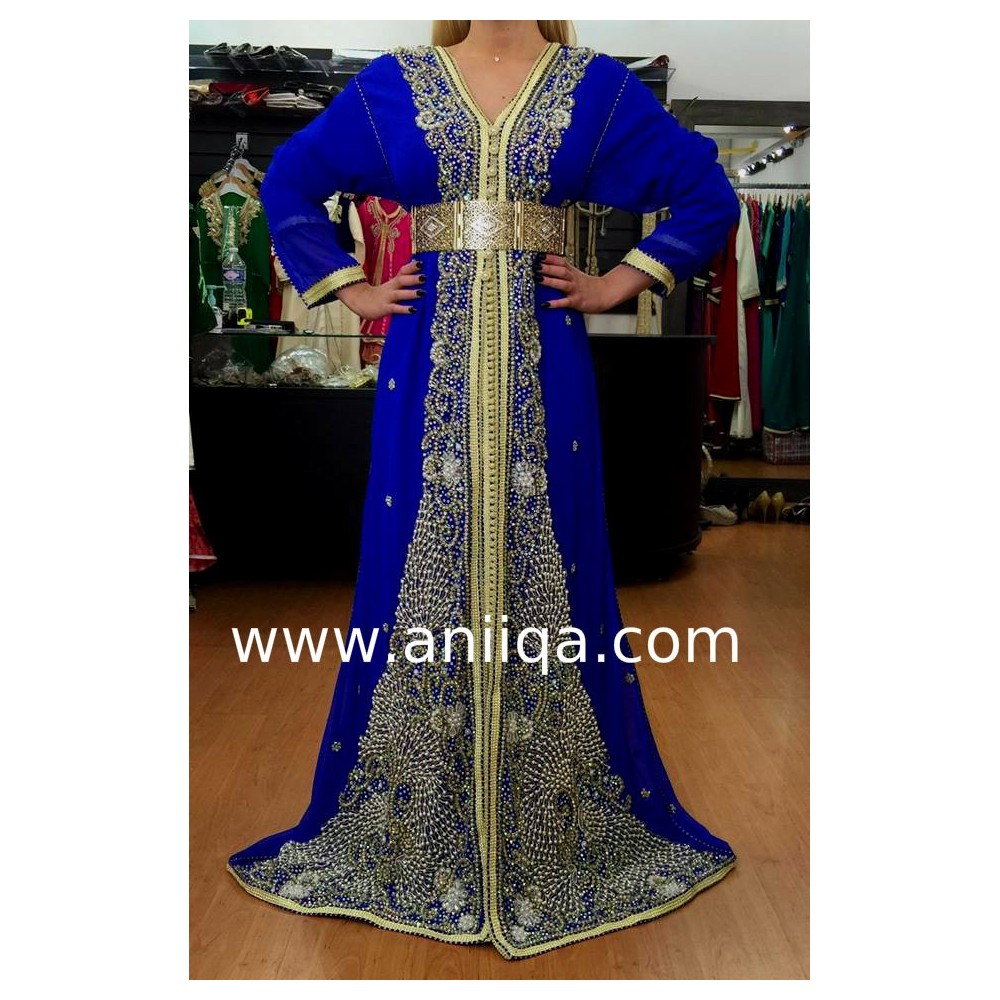 Caftan sari marocain bleu roi 2018/2019