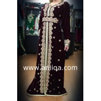 Caftan velours rouge bordeaux Sawsan