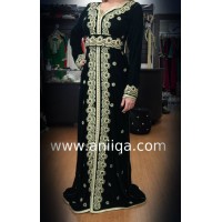 Caftan velours vert henné 