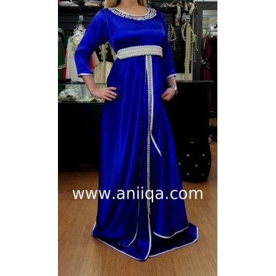 Caftan moderne bleu roi argent Louna