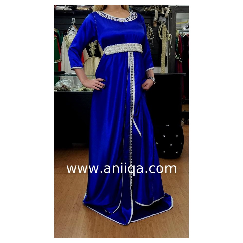 Caftan moderne bleu roi argent Louna