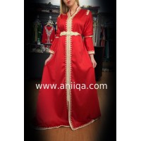 Caftan marocain simple rouge col officier 2017