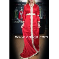 Caftan marocain simple rouge col officier 2017