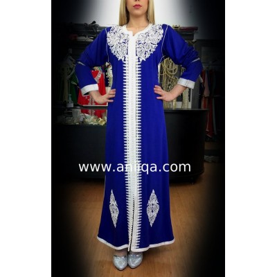 Caftan simple bleu roi Sawsan