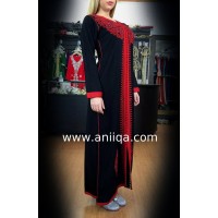 Caftan simple rouge et noir Salima