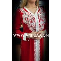 Caftan simple rouge & argent Salima