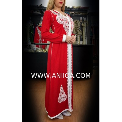 Caftan simple rouge & argent Salima