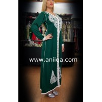 Caftan simple vert & aregnt Salima