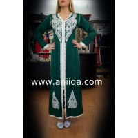 Caftan simple vert & aregnt Salima