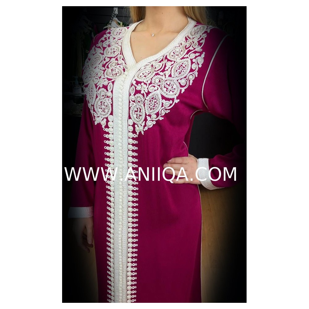 Caftan simple Rose & argent Salima