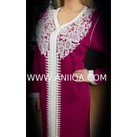 Caftan simple Rose & argent Salima