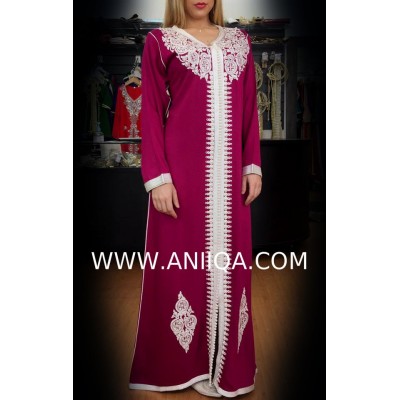 Caftan simple Rose & argent Salima