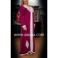 Caftan simple Rose & argent Salima