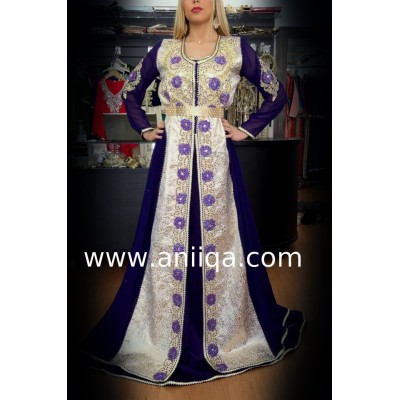 Caftan marocain 2018 brocard et mousseline Zaynab