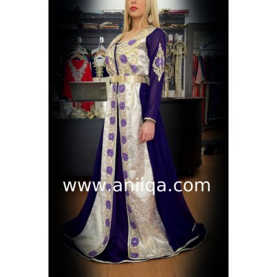 Caftan marocain 2018 brocard et mousseline Zaynab