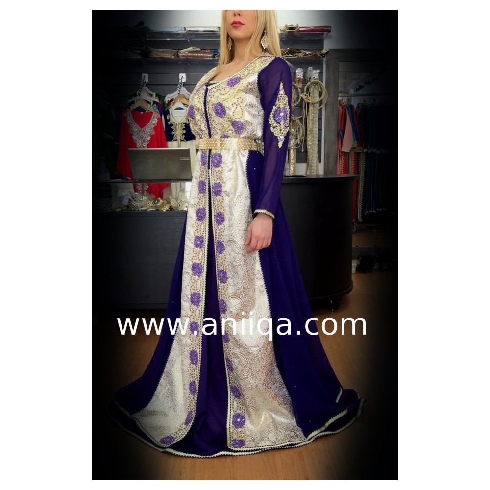 Caftan marocain 2018 brocard et mousseline Zaynab