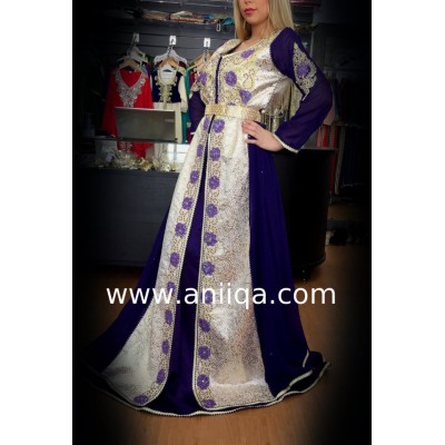 Caftan marocain 2018 brocard et mousseline Zaynab