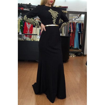 Robe de soirée serene noire brodée Slwa