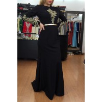 Robe de soirée serene noire brodée Slwa