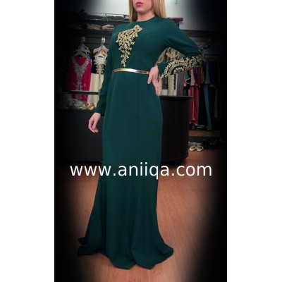 Robe de soirée sirene vert emeraude Salwa