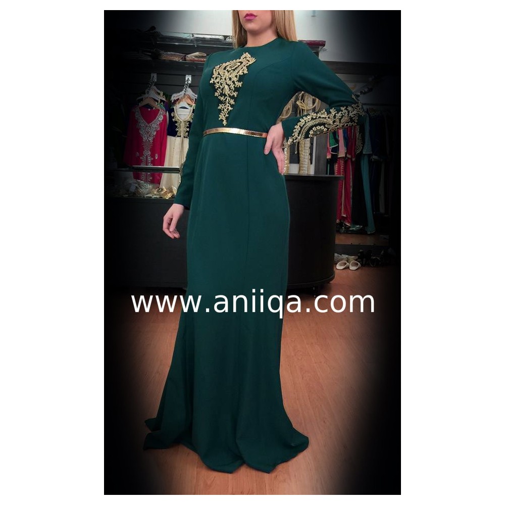 Robe de soirée sirene vert emeraude Salwa