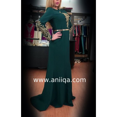 Robe de soirée sirene vert emeraude Salwa